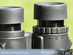 The eyecups and diopter adjustment ring on the Celestron Nature 8x42 Binoculars