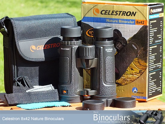 Celestron Nature 8x42 Binoculars with neck strap, carry case and lens covers