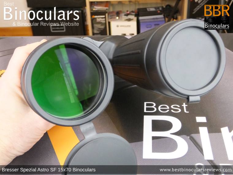Objective Lens Covers on the Bresser Spezial Astro SF 15x70 Binoculars