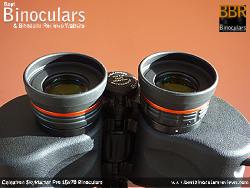 Fold-down eyecups on the Celestron SkyMaster Pro 15x70 Binoculars