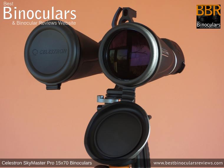 Objective Lens Covers on the Celestron SkyMaster Pro 15x70 Binoculars