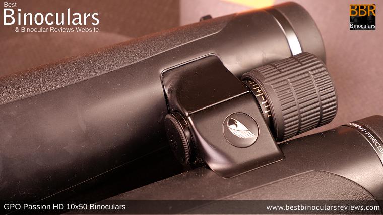 Integrated Diopter Adjuster on the focus wheel of the GPO Passion HD 10x50 Binoculars