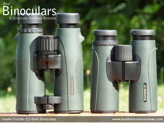 Size comparison of the Hawke Frontier ED 8x43 and the Hawke Sapphire 8x42 ED Binoculars
