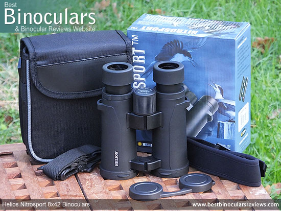 Helios Nitrosport 8x42 Binoculars with neck strap, carry case and lens covers