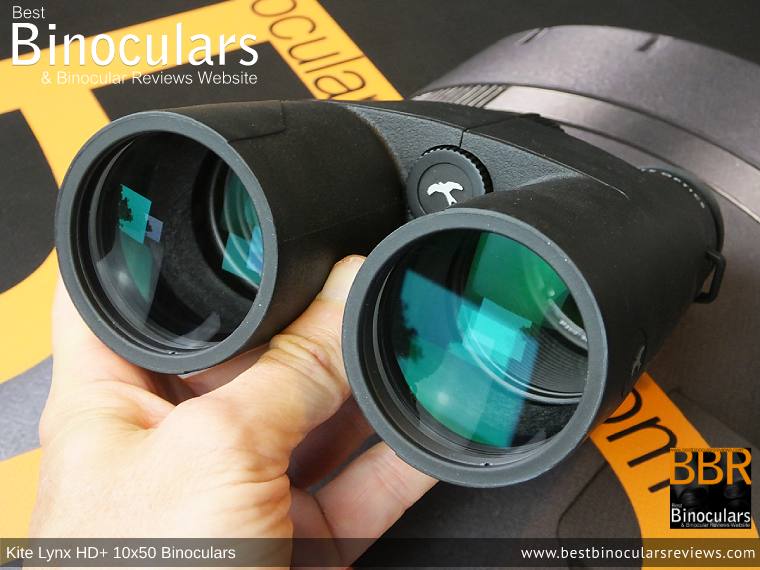 50mm Objective lenses on the Kite Lynx HD+ 10x50 Binoculars