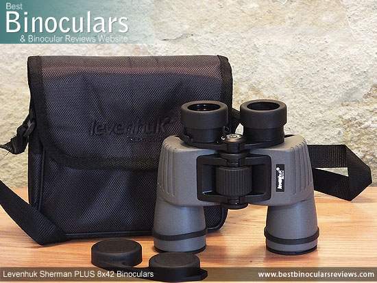 Levenhuk Sherman Plus 8x42 Binoculars with neck strap, carry case and lens covers