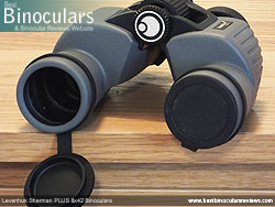 Objective Lens Covers on the Levenhuk Sherman Plus 8x42 Binoculars