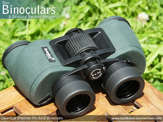 Focus Wheel on the Levenhuk Sherman Pro 8x32 Binoculars