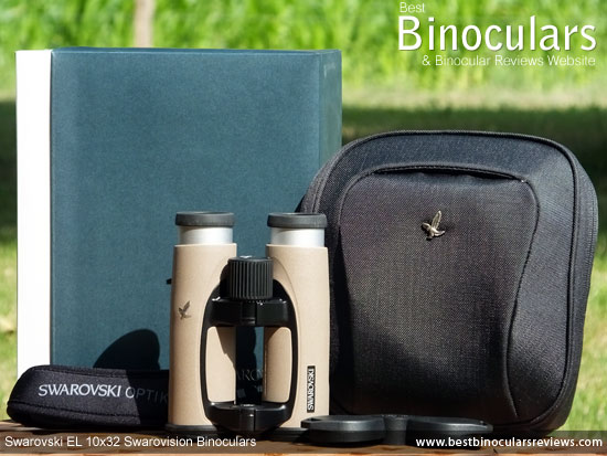 Swarovski EL 10x32 Binoculars with carry case, neck strap and lens covers
