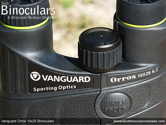 Focus Wheel on the Vanguard Orros 10x25 Binoculars