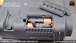 Battery compartment on the Wildgameplus WG500B Digital Night Vision Binoculars
