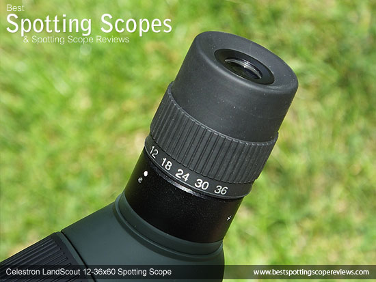 Eyepiece on the Celestron LandScout 12-36x60 Spotting Scope